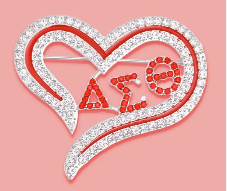Delta Heart Bling Brooch