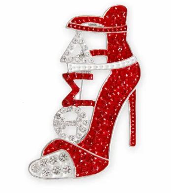 Delta Sigma Theta Red & White Heel Brooch
