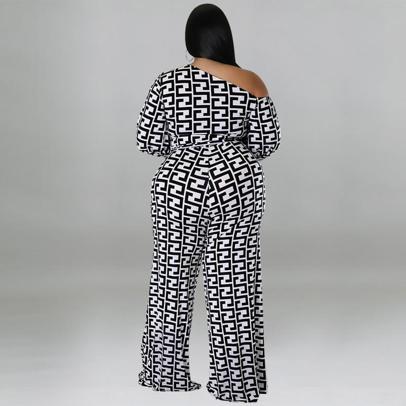 Geometric Off The Shoulder Jumpsuit