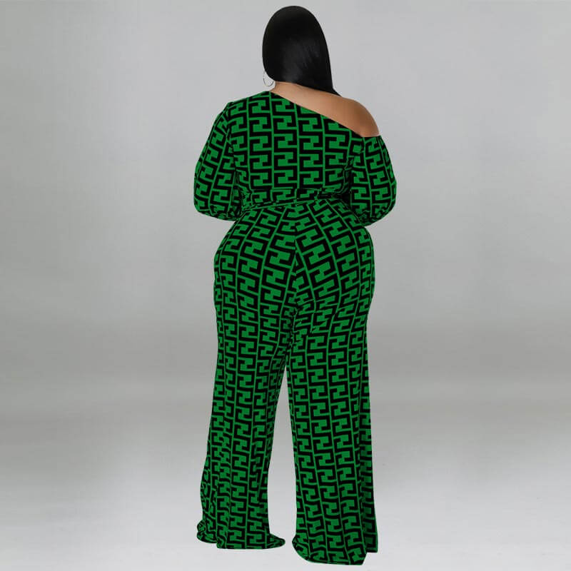 Geometric Off The Shoulder Jumpsuit